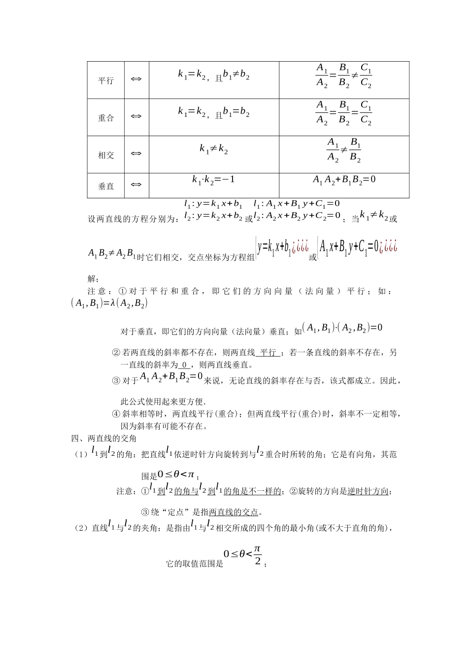坐标平面上的直线知识点归纳_第3页