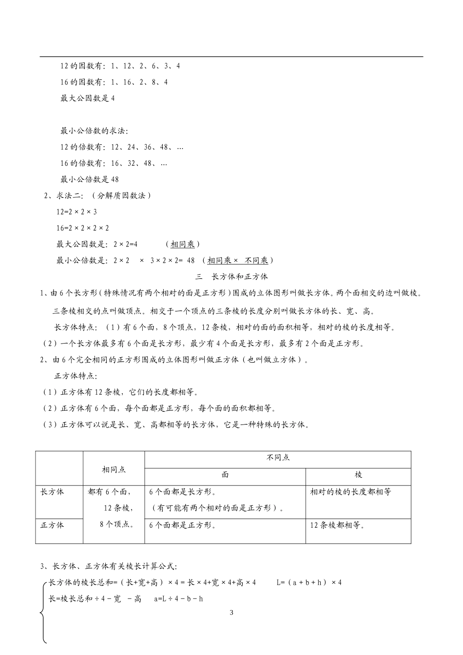 最全面人教版数学五年级下册知识点归纳总结_第3页