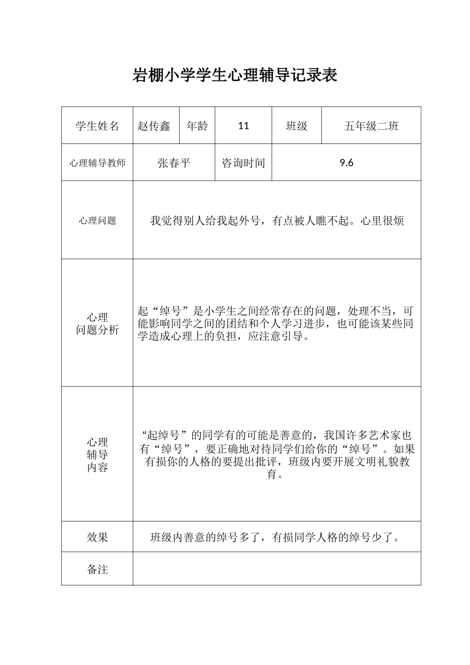 学生心理辅导记录表_第1页