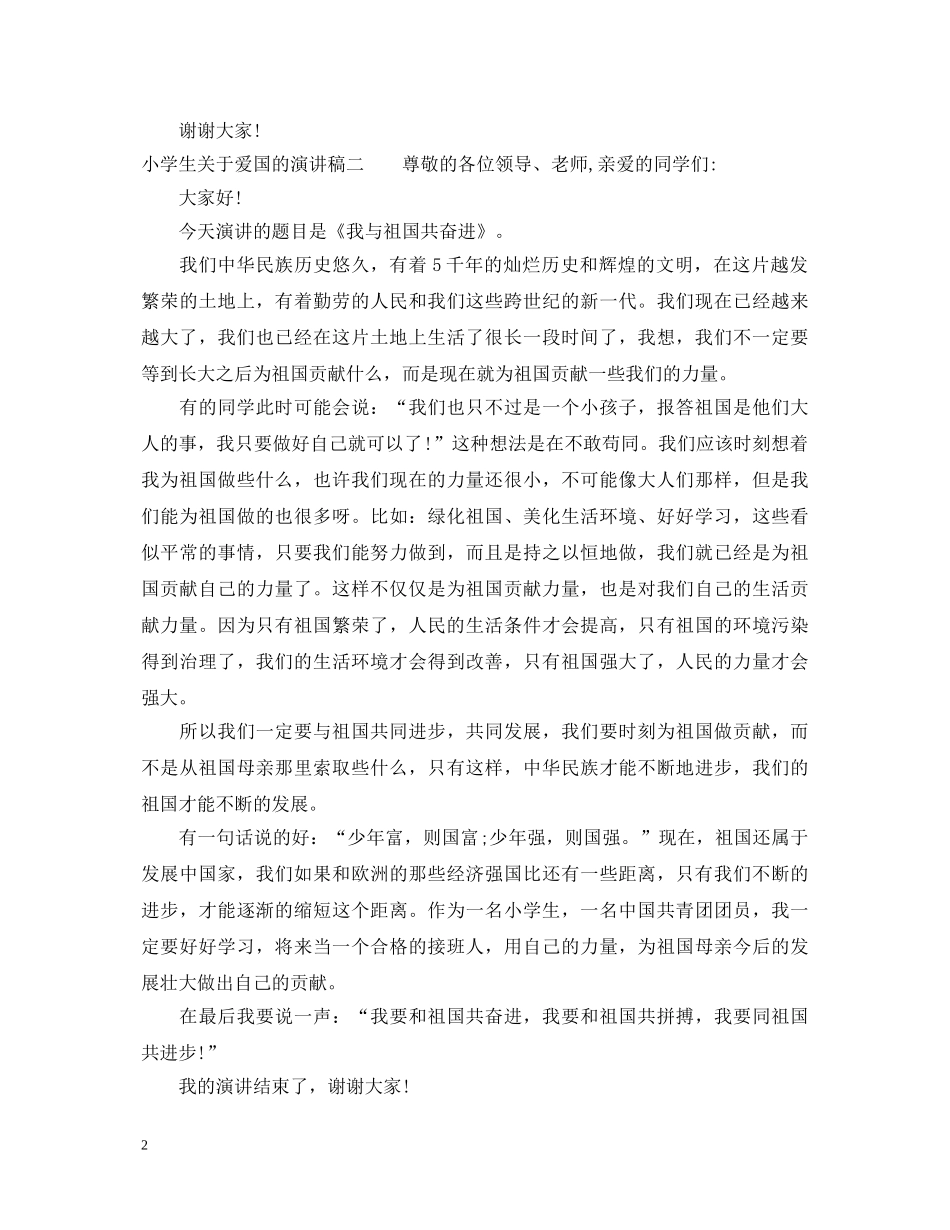 小学生关于爱国的演讲稿 _第2页