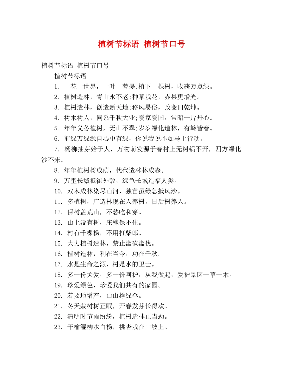 植树节标语 植树节口号 (2) _第1页