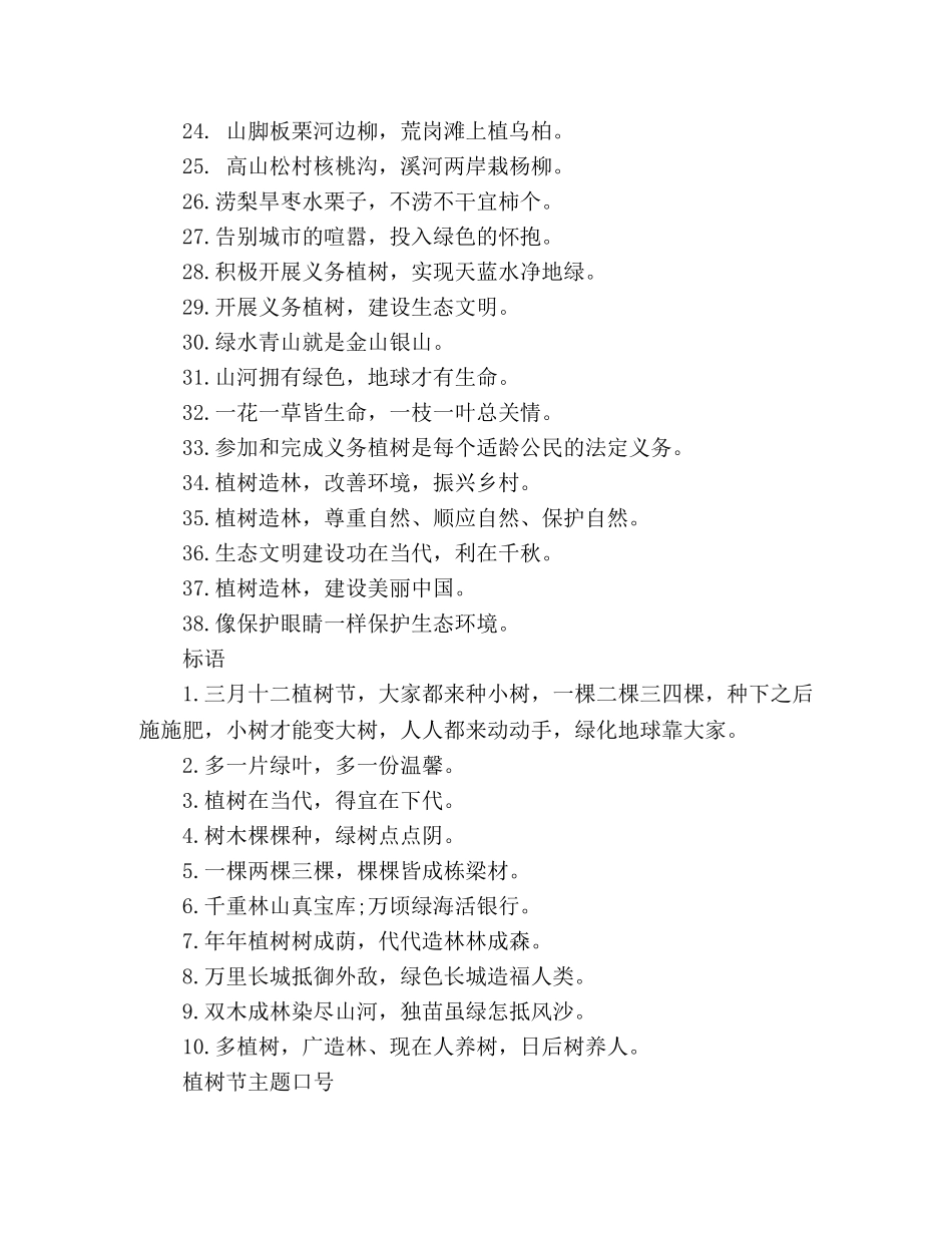 植树节标语 植树节口号 (2) _第2页