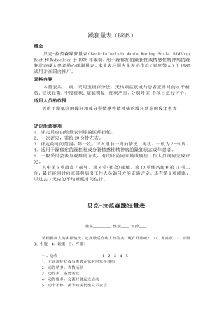 躁狂量表BRMS