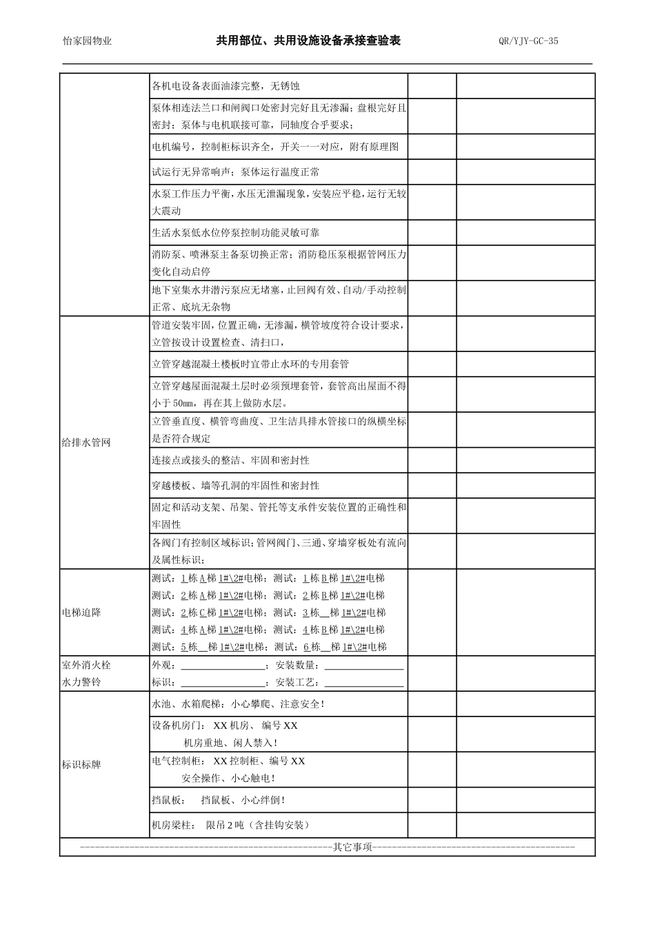 消防系统-公共部位设施设备承接查验表_第2页