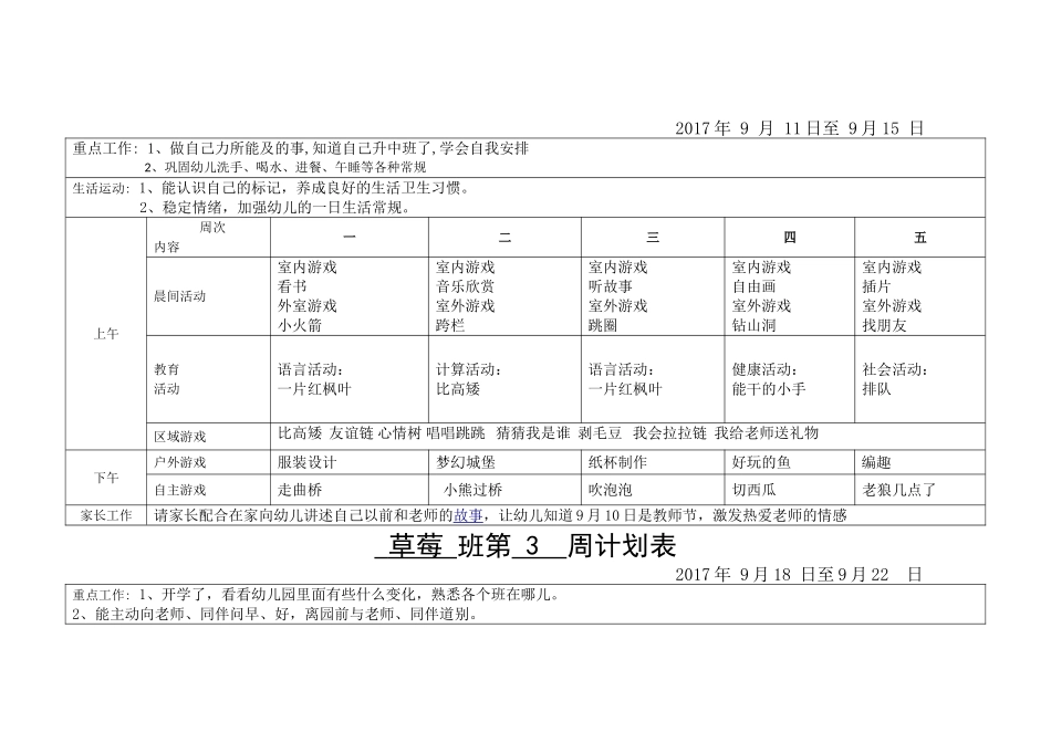 幼儿园上学期中班周计划_第2页