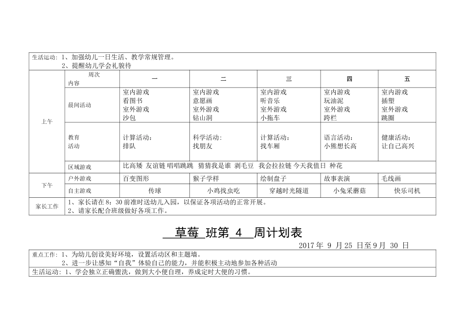 幼儿园上学期中班周计划_第3页