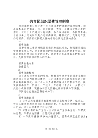 共青团组织团费管理制度