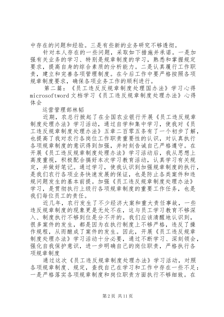 学习《员工违法反规章制度处理办法》5篇_第2页