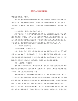 教师人大代表发言稿范文 