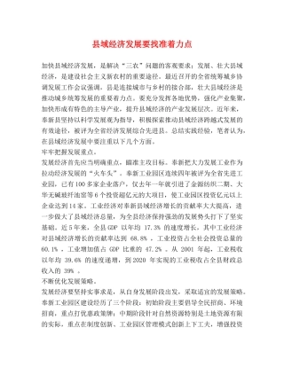 县域经济发展要找准着力点 