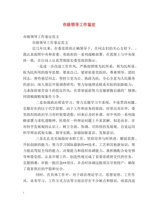 市级领导工作鉴定 