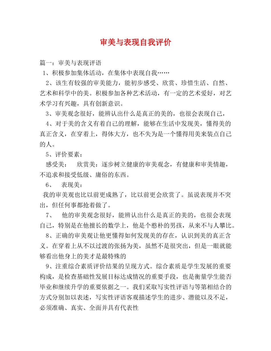 审美与表现自我评价 _第1页