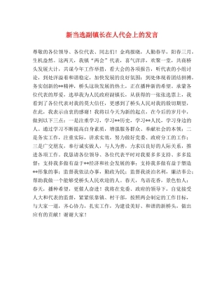 新当选副镇长在人代会上的发言 