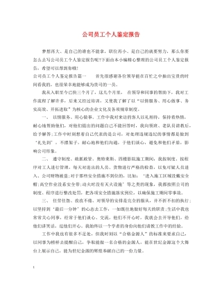 公司员工个人鉴定报告 