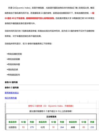 食物GI值列表
