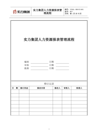 实力集团人力资源报表管理规定(定稿)