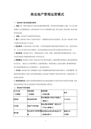 商业地产管理运营模式