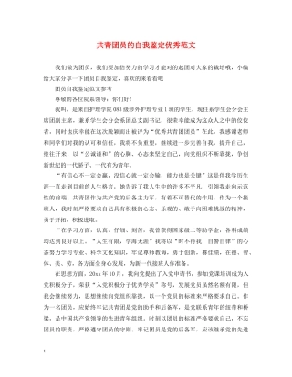 共青团员的自我鉴定优秀范文 