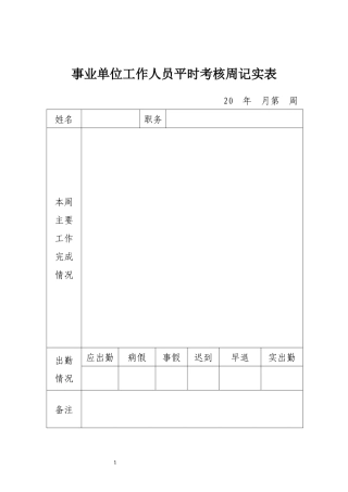 事业单位工作人员日常考核表