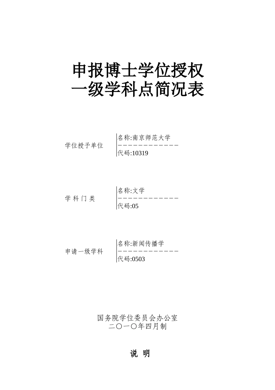 申报博士学位授权-一级学科点简况表_第1页