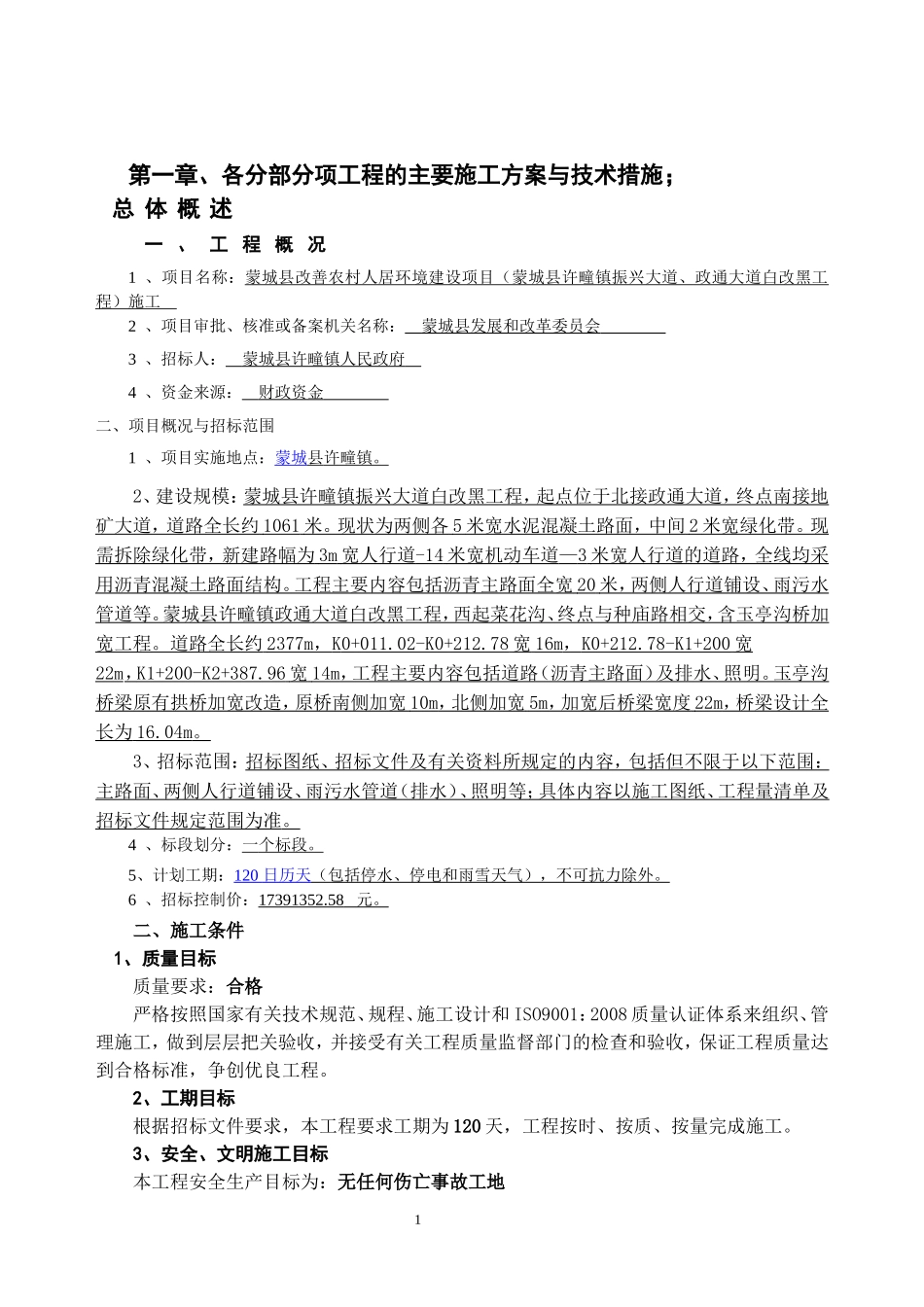 市政道路改造工程施工组织设计_第1页