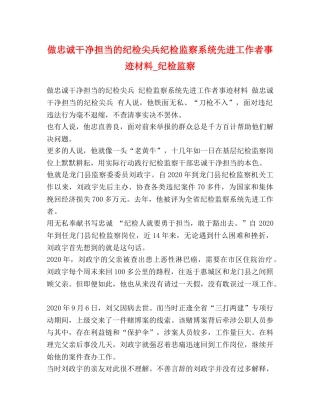 做忠诚干净担当的纪检尖兵纪检监察系统先进工作者事迹材料_纪检监察 