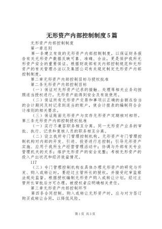 无形资产内部控制制度5篇
