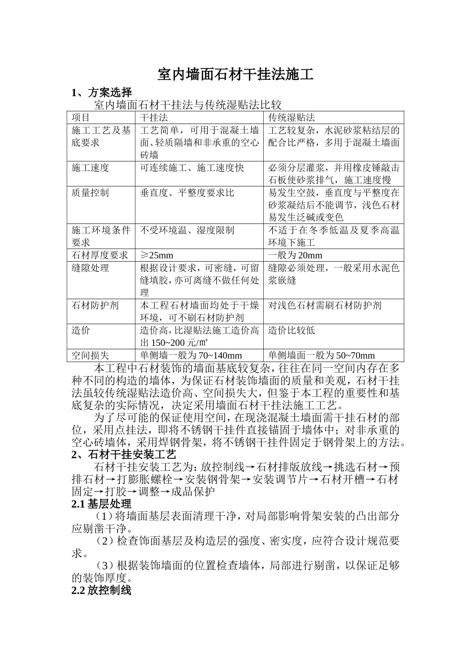 室内墙面石材干挂法施工_第1页
