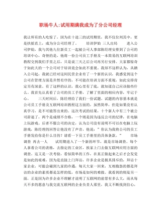 职场牛人-试用期满我成为了分公司经理 