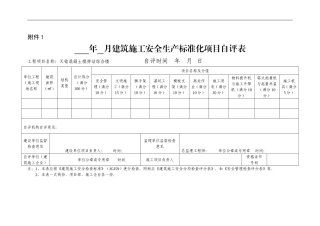 施工安全生产标准化项目自评表