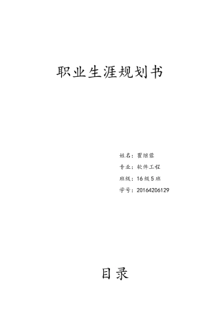 软件工程专业职业生涯规划书
