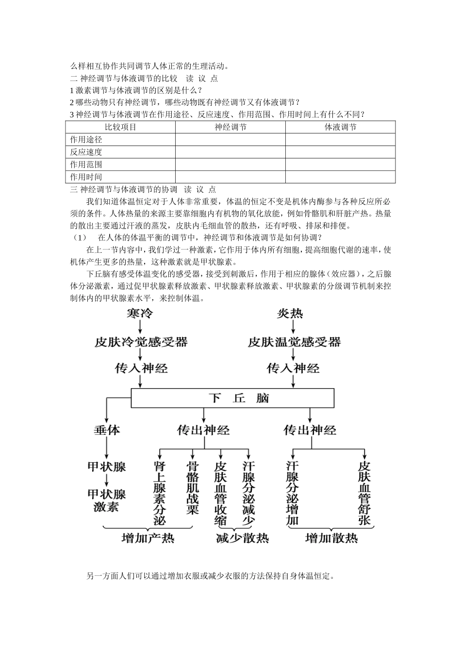神经调节与体液调节的关系-教学设计_第2页