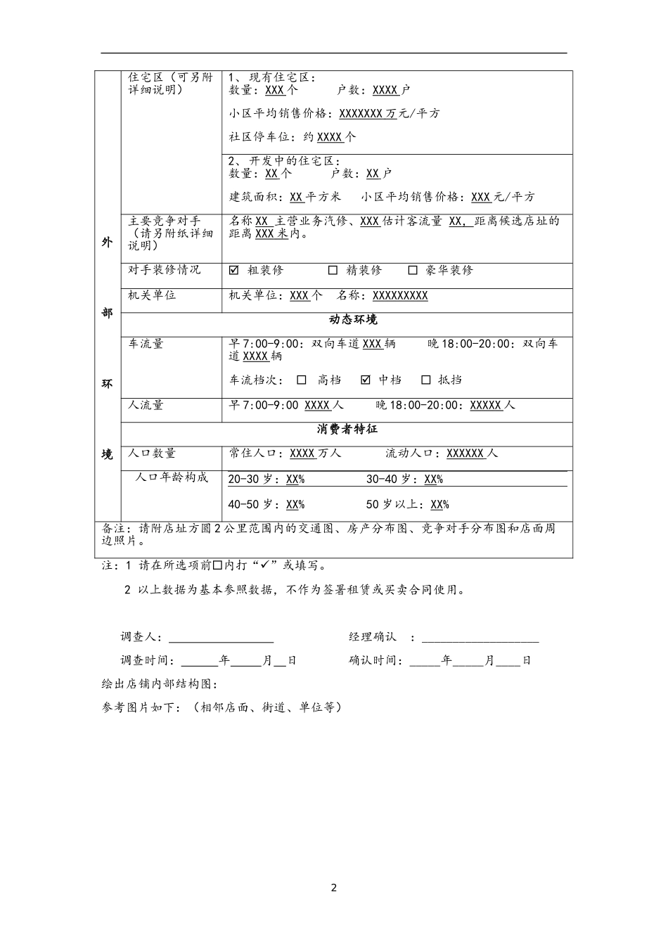 商业店铺选址调查表_第2页