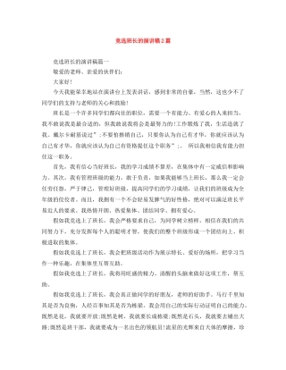 竞选班长的演讲稿2篇 