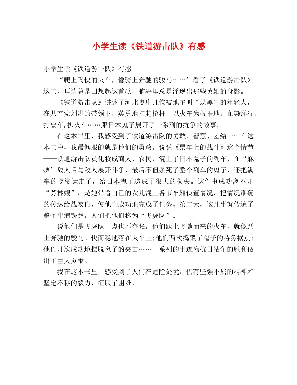 小学生读《铁道游击队》有感 _第1页