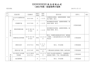 设备保养计划表