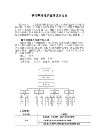 铁塔综合维护提升计划方案