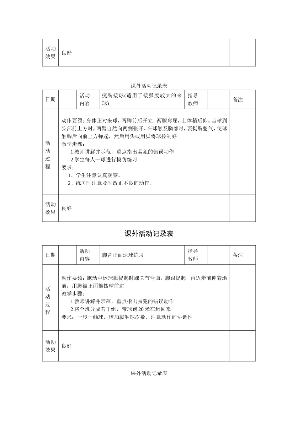 体育社团活动记录表_第2页