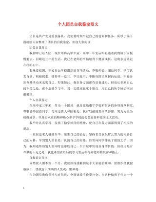 个人团员自我鉴定范文 