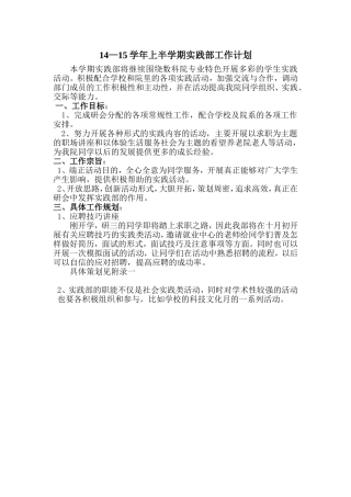 实践部工作计划