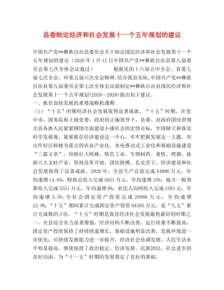 县委制定经济和社会发展十一个五年规划的建议 