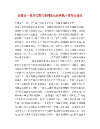 在建设一强三优现代电网企业的实践中体现先进性 