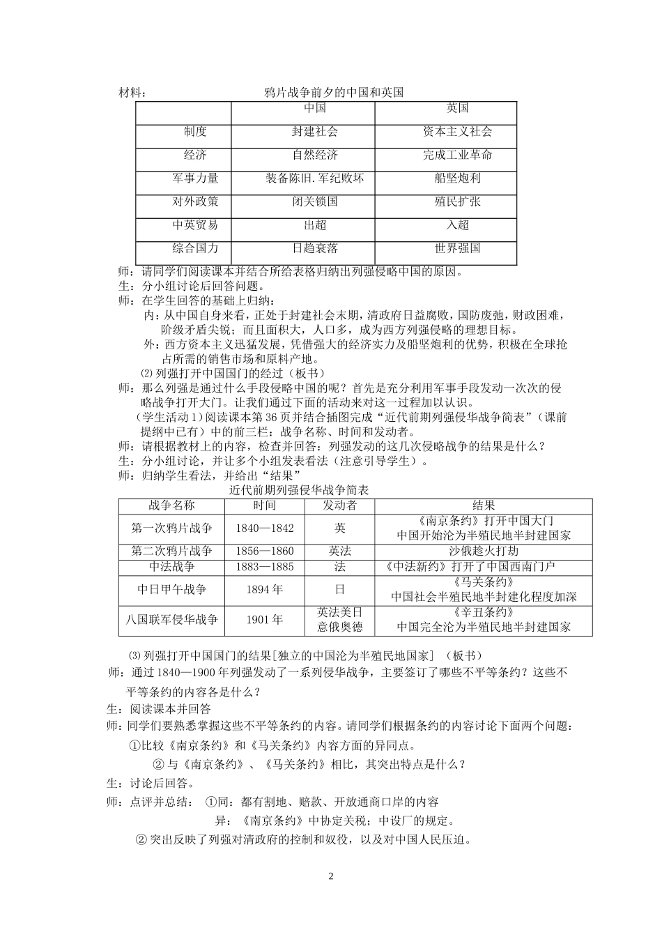 《列强入侵与民族危机》的教学设计_第2页