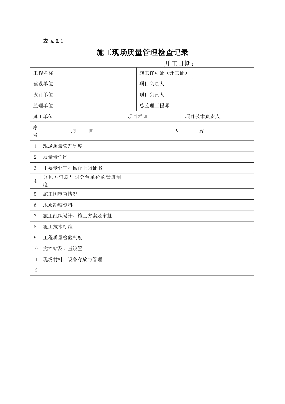 施工现场质量管理检查记录--表_第1页