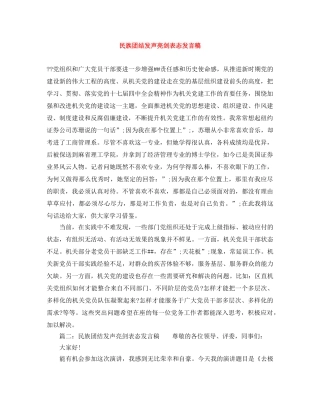 民族团结发声亮剑表态发言稿 