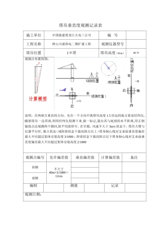 塔吊垂直度观测记录表