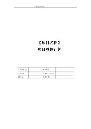 软件项目总体计划