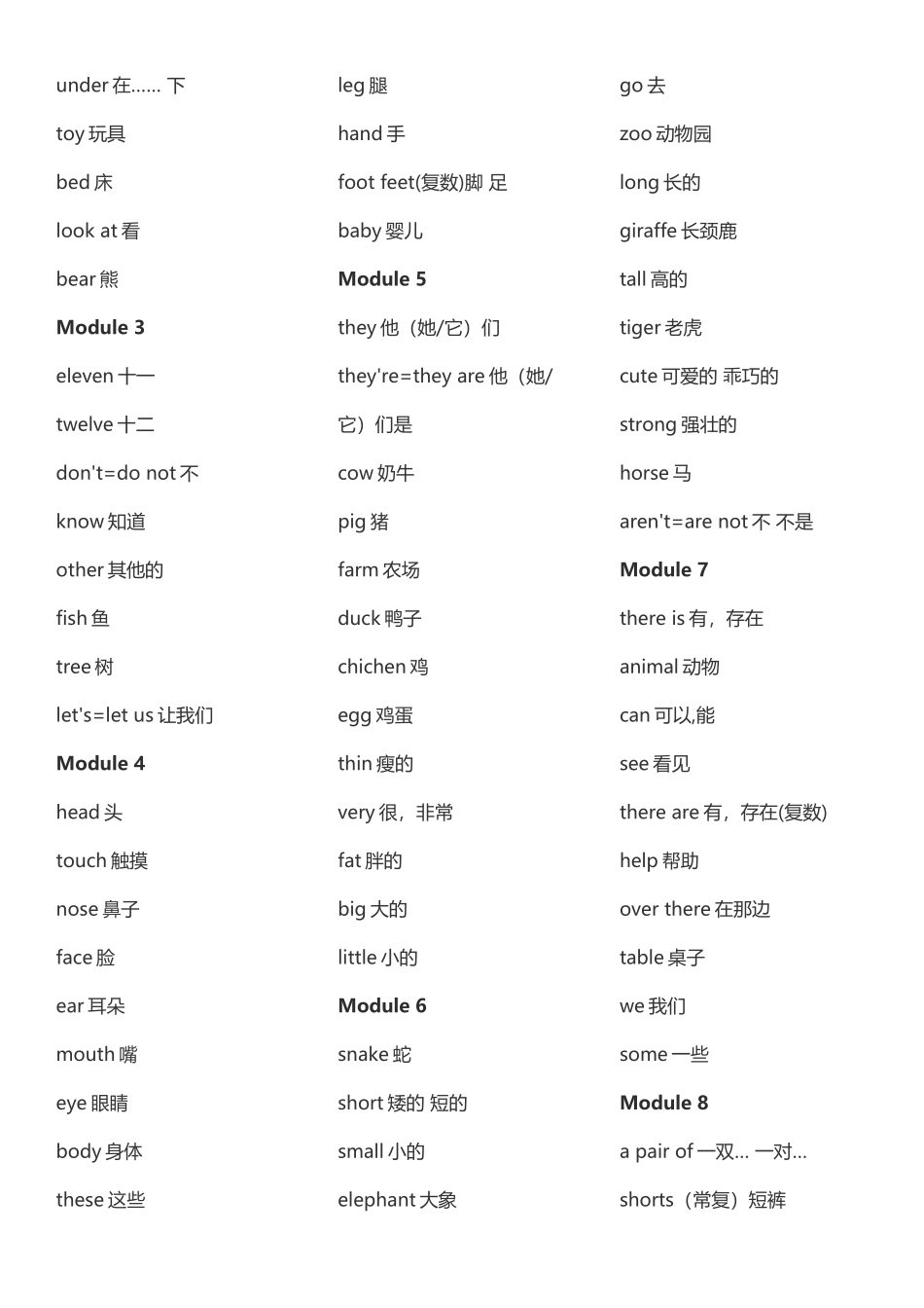 外研社小学英语单词表(一年级起1-12全册)_第3页