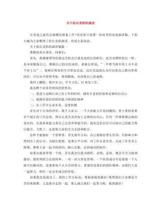 关于组长竞职的演讲 