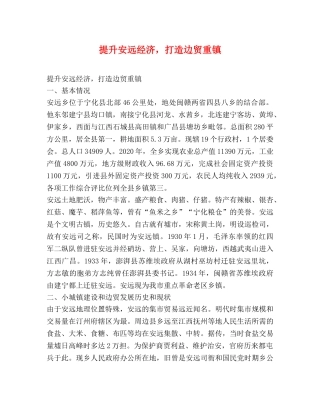 提升安远经济，打造边贸重镇 